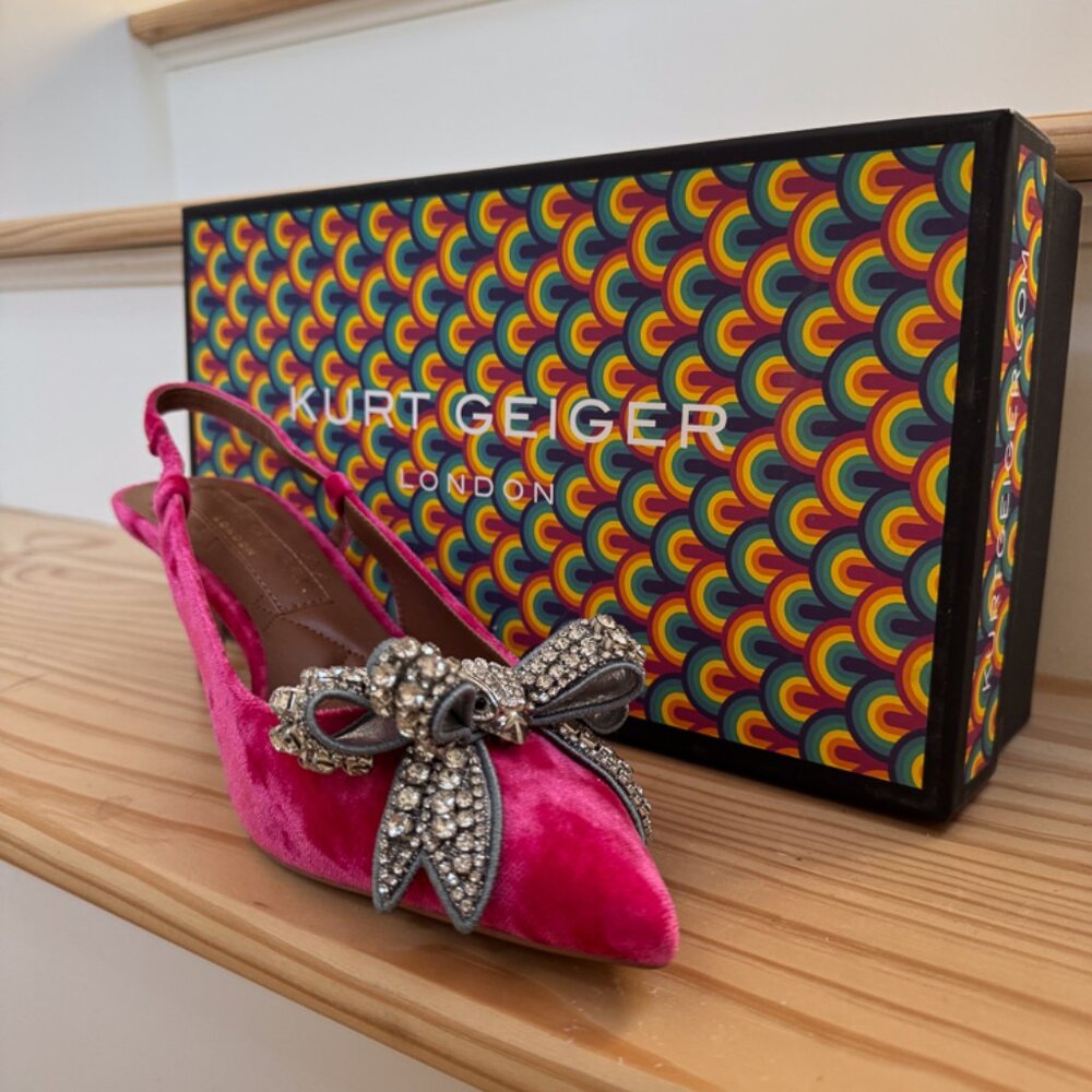 Kurt Geiger Belgravia Velvet Crystal Bow Slingbacks